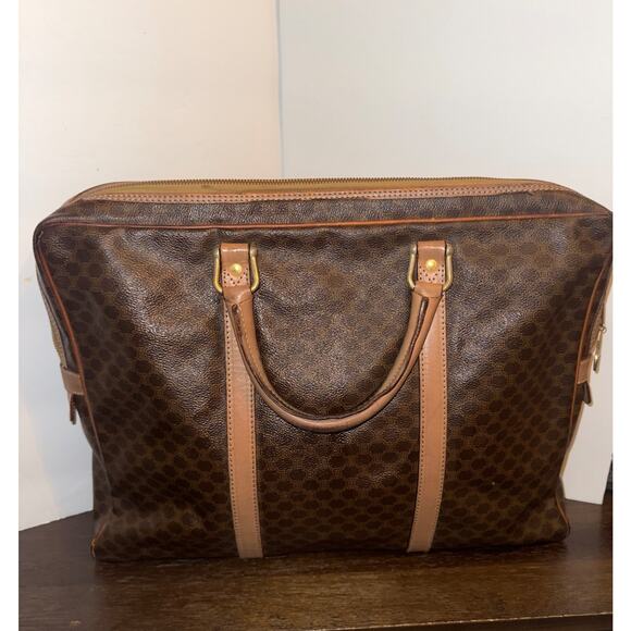 CELINE Macadam Brown Leather Briefcase Laptop tote Authentic used includes COA - Picture 2 of 15